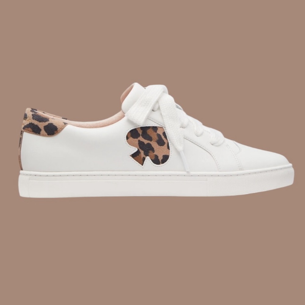 Kate Spade White and Leopard Print Sneakers